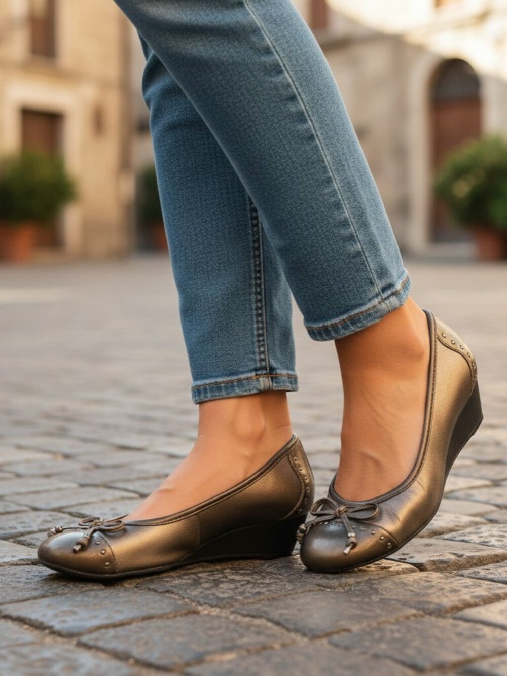 Anne Klein "Shevanie" Pewter and Black Slip-On Sport Wedge